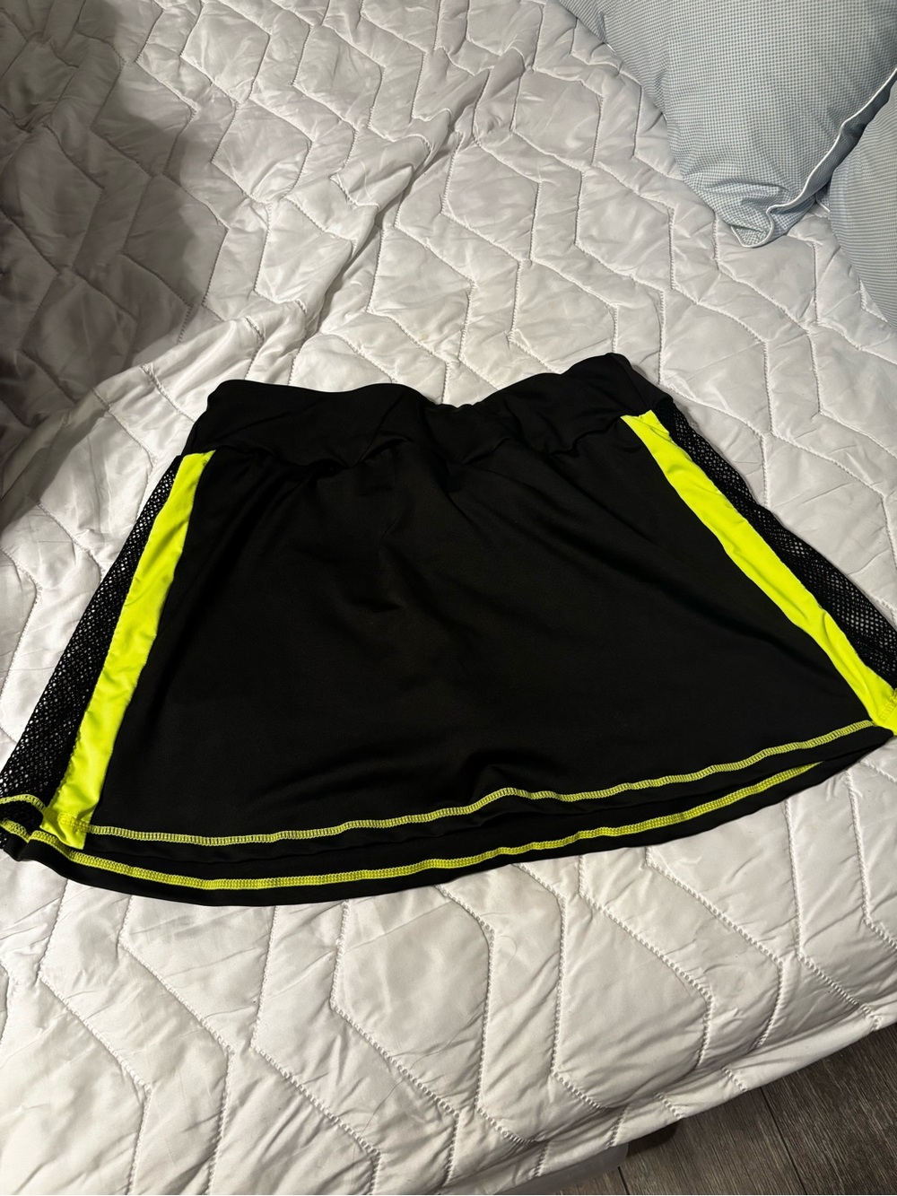 Black Athletic Skort with Neon Yellow Trim